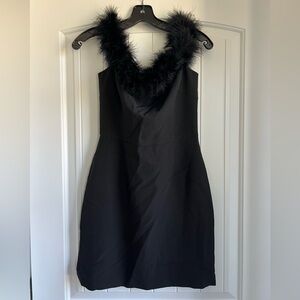 Gianni Bini Black Strapless Dress with Faux Fur Trim